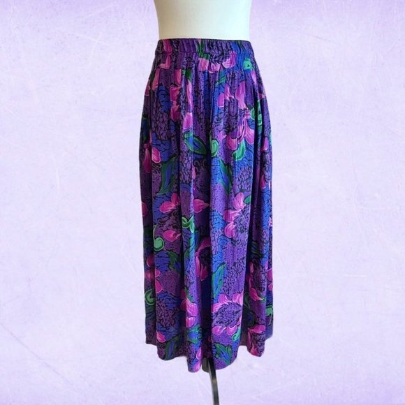 Vintage Dresses & Skirts - Vintage maxi gypsy skirt purple floral